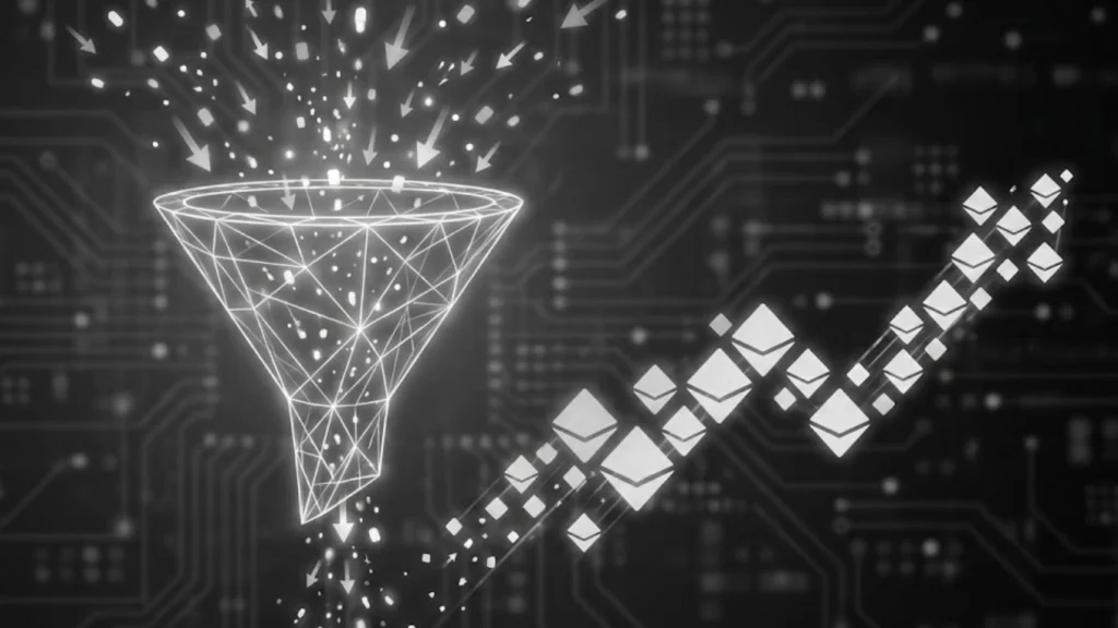 Lead generation funnel in digital marketing with traffic, engagement, and conversions